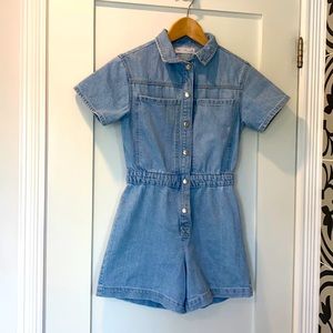 Denim short romper